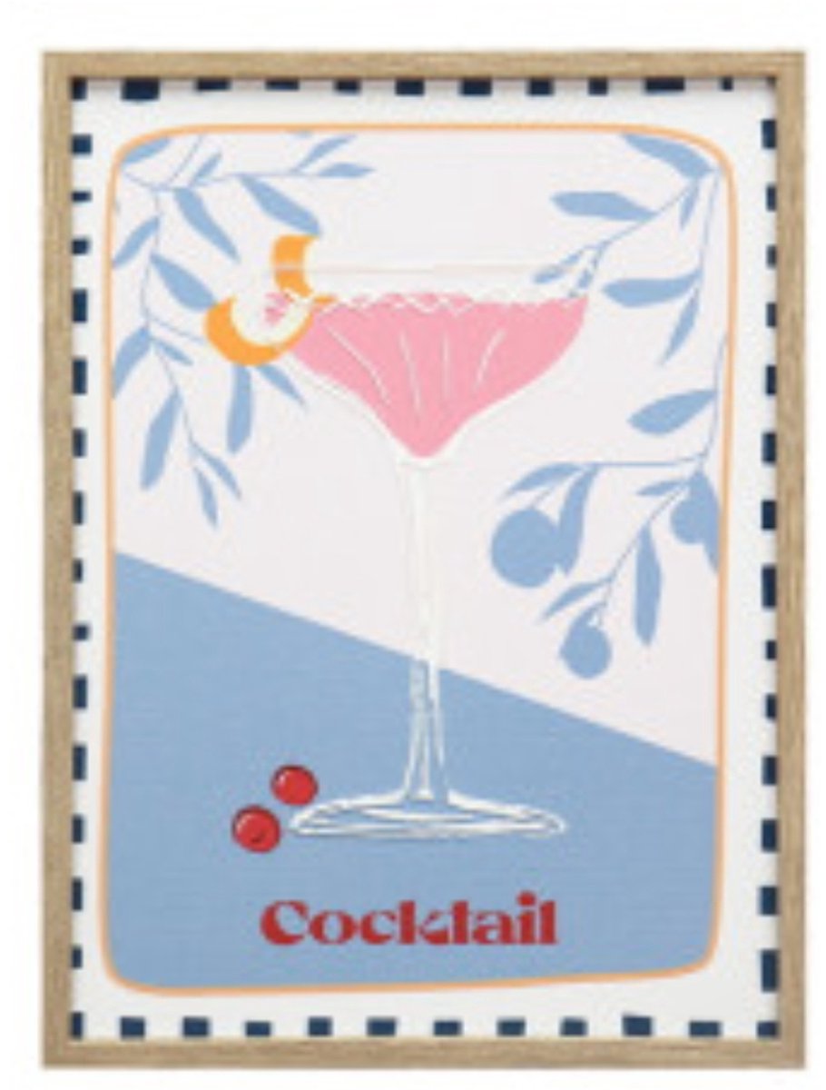 Cocktail blauwe schilderij - Item Int.