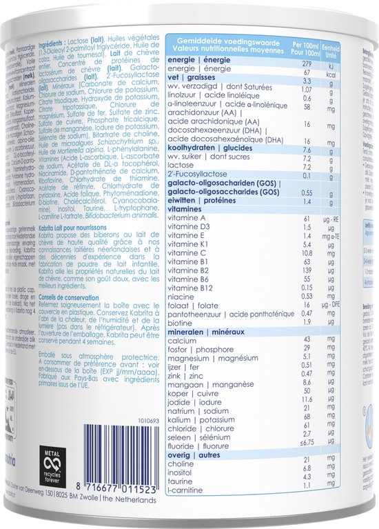 Kabrita 1 Zuigelingenmelk Multipack - Geitenmelk Flesvoeding vanaf 0 tot 6 maanden - 3x800g van Kabrita — afbeelding 2