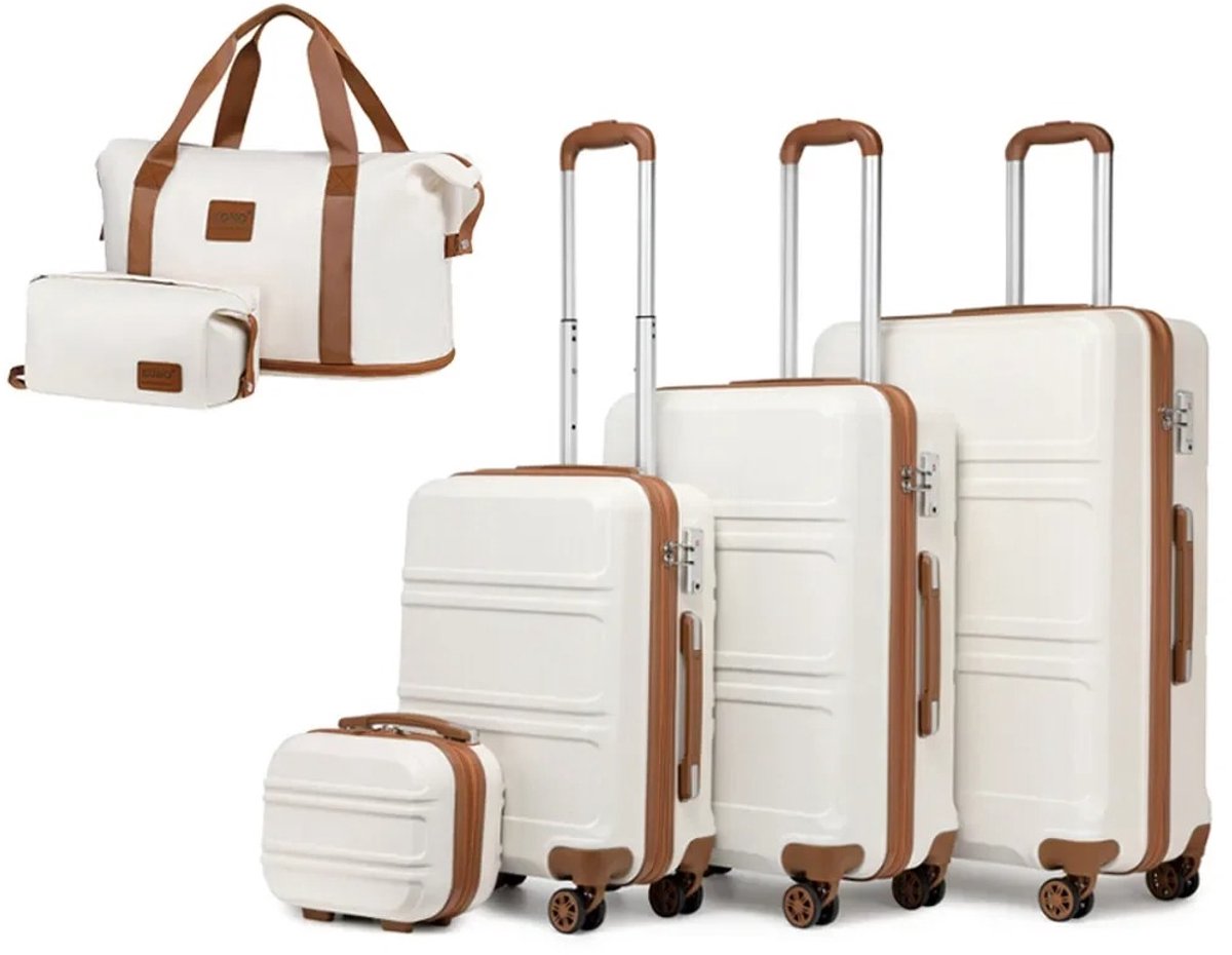 Lifero Koffer Set - 6 delig Reis Bagage Set - Lichtgewicht Reisbagage - Set Voor Vakantie en Weekendtrips - Reiskoffer Set - Ivoor