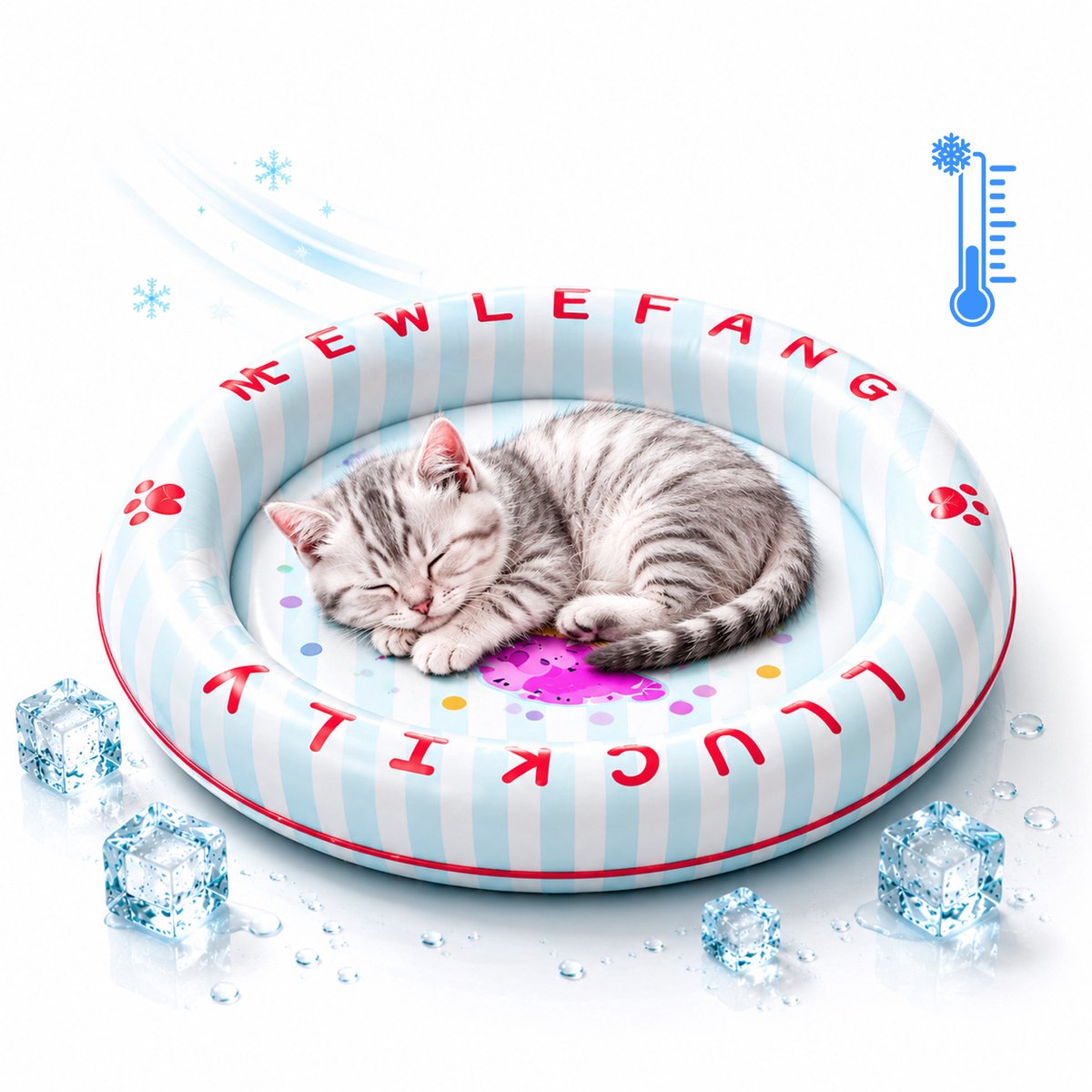Koelmat Hond - Koelmat Kat - Fysieke Koeling - Zachte Hoge Rand - PVC Waterdicht Krasvast - Gevuld Met Polymeergel - voor Thuis, Onderweg of in de Auto - Buitendiameter 43cm/Binnendiameter 25cm - 1 Stuk
