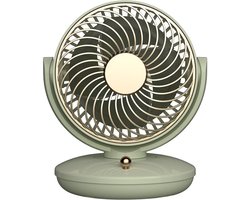 KZQ Drie Snelheden Usb Desktop Ventilator Met Ingebouwde 1800mAh Batterij - Stille Biomimetic Ventilator Met 140° Kantelhoek En Automatische Oscillatie - Draagbaar Voor Thuis Kantoor En Kamperen - Groen