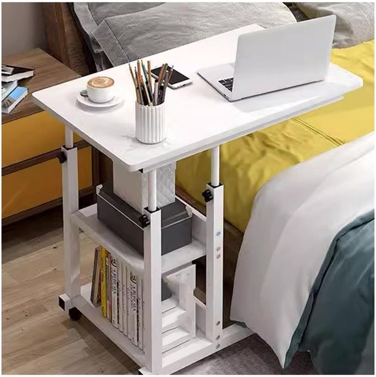 Mobiel Computerbureau - Nachtkastje Bureau - Thuiswerken - Met Opbergbord - 10 x 10 x 10 mm - One Color