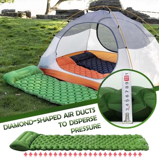 Kampeer Mat - Slaapmat Luchtbed - Buiten Slapen - Voetpomp Ingebouwd - 234x69x5 cm - Groen — afbeelding 4