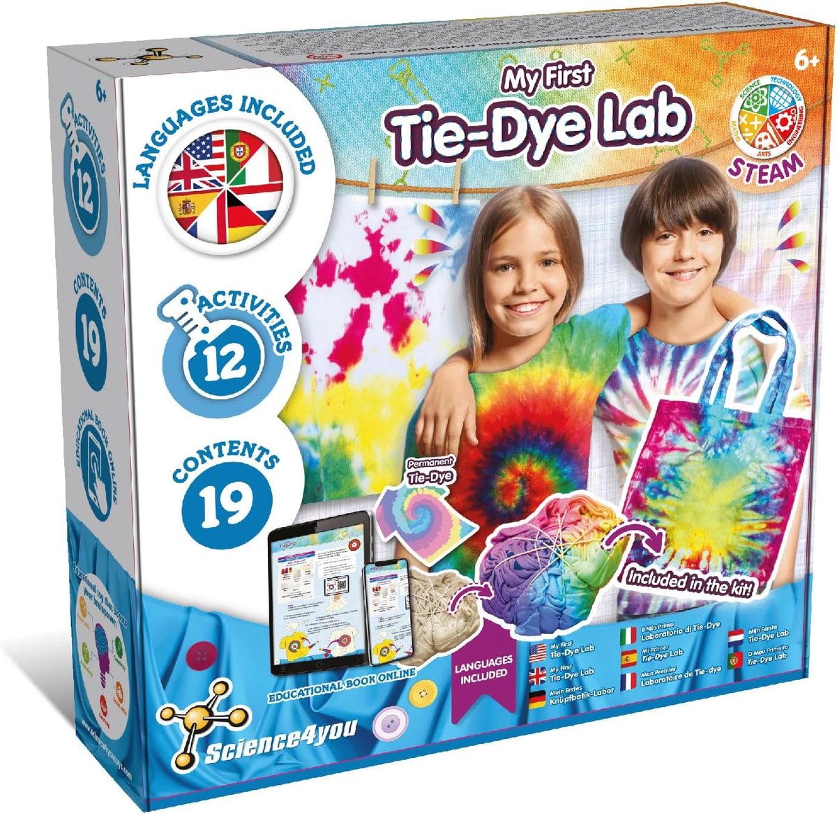 Science4you Fashion Design - Tie Dye Kit met 12 Activiteiten voor Kinderen, Fashion Craft STEM Toys voor 6+ Jaar