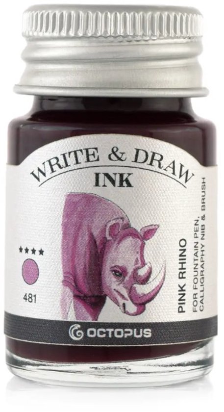 Octopus Inkt Glazen dip pen set in doosje - Rood - Potje Octopus inkt pink rhino | bol