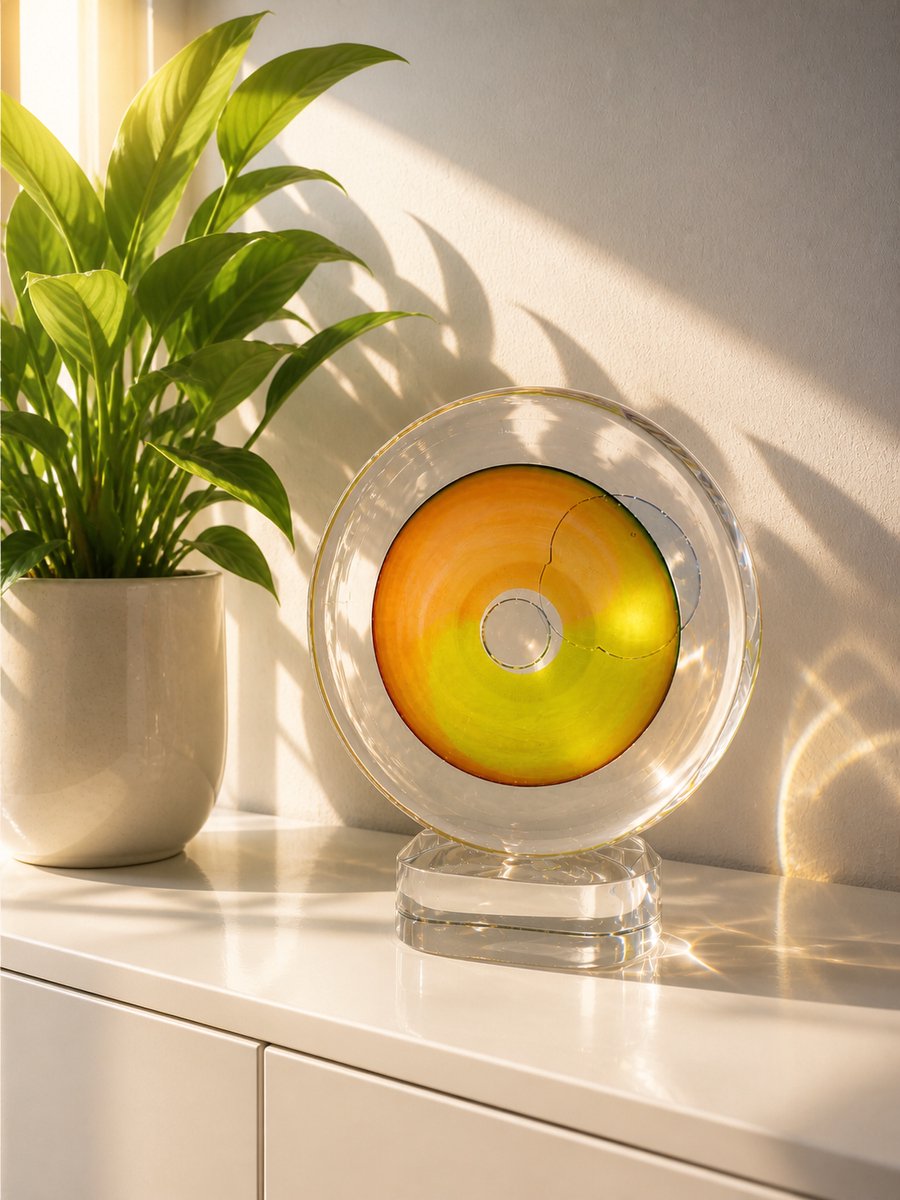 Kristalglas Leerdam Gouden Horizon Glaskunst - Geel - Voor Binnen - Staand