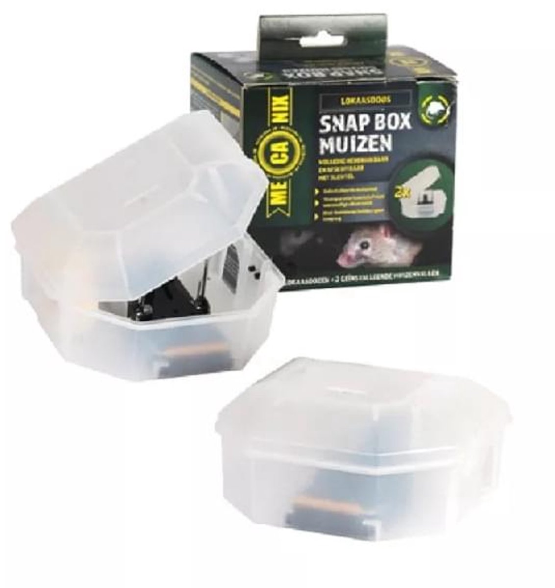 Mecanix snap box muizen met muizenval/rattenklem (2 stuks) - Effectieve Muizenval - Met gratis cheatsheet