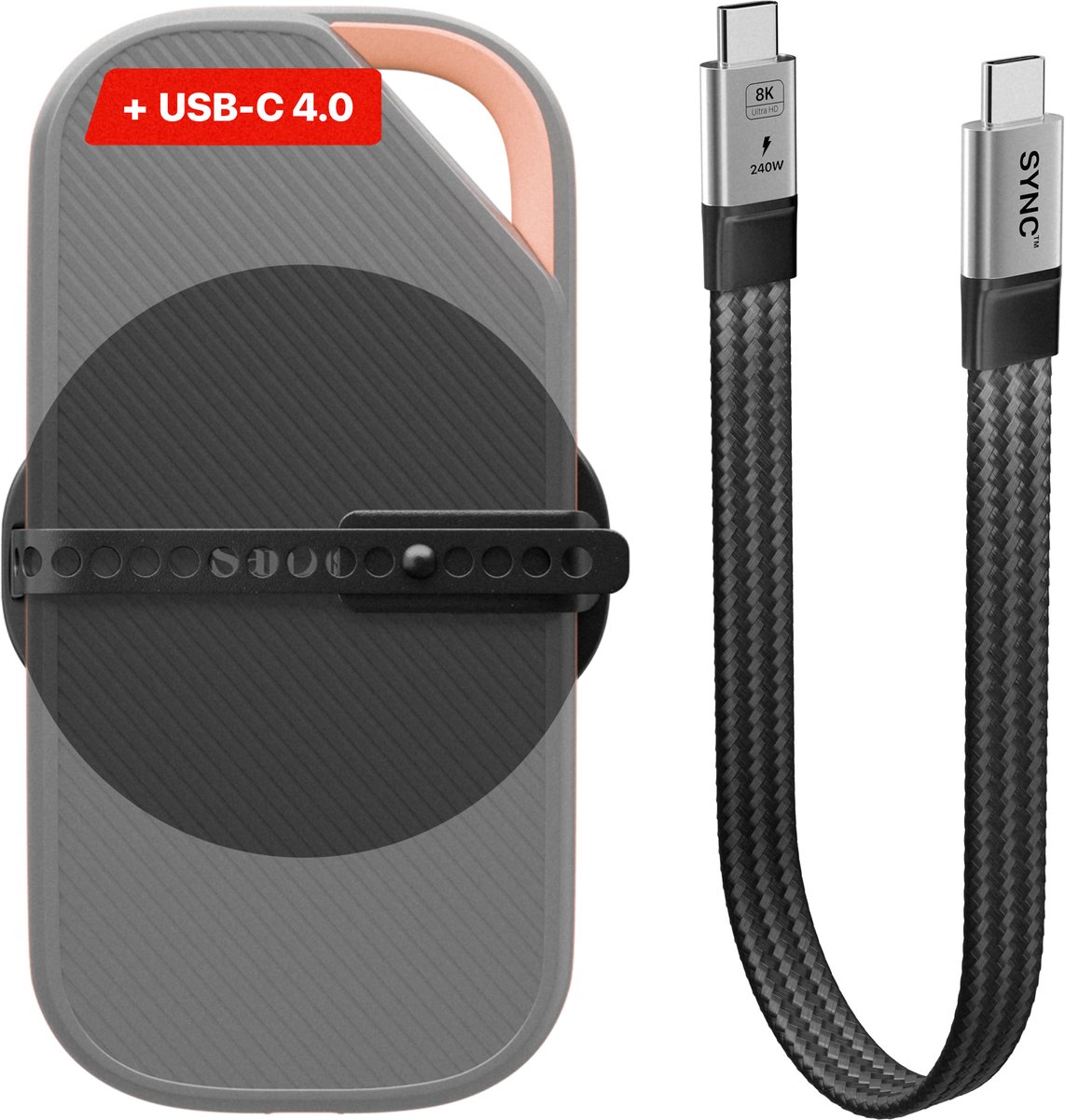 CRAP.SUPPLY® - Universele Magnetische SSD Houder + USB-C 4.0 Kabel — Laptop & iPhone Mount - Carbon Fiber - Bundel
