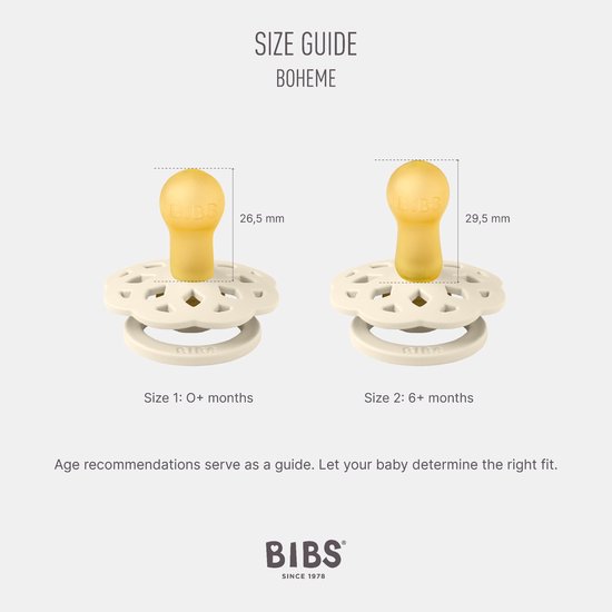 BiBS - Boheme Pacifier Glow in the Dark - Stage 2 Fopspeen - 2 stuks - Blush Glow / Vanilla Glow van BIBS — afbeelding 4