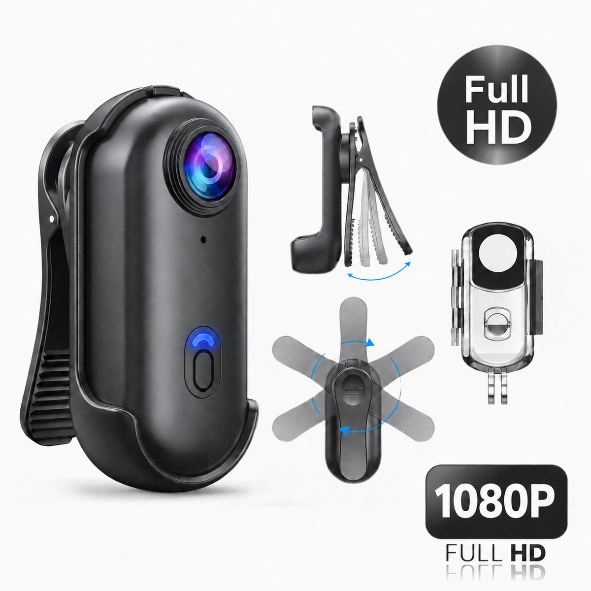 2026 1080P Full HD Bodycam – Mini Camera – 120° HD Groothoeklens – Action Sports Camera – Met Live App-View – WiFi camera - Magnetisch & Type-C – Discreet & Draagbaar – Zwart