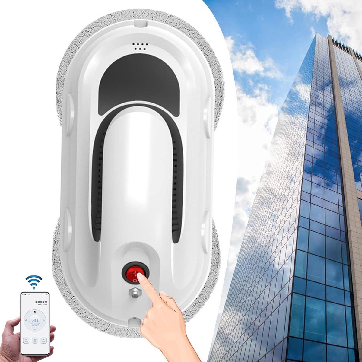 Raam Reiniger Robot - Glazenwasser - Automatisch Ramen Wassen - App en Afstandsbediening - 5M Veiligheidskabel - Wit