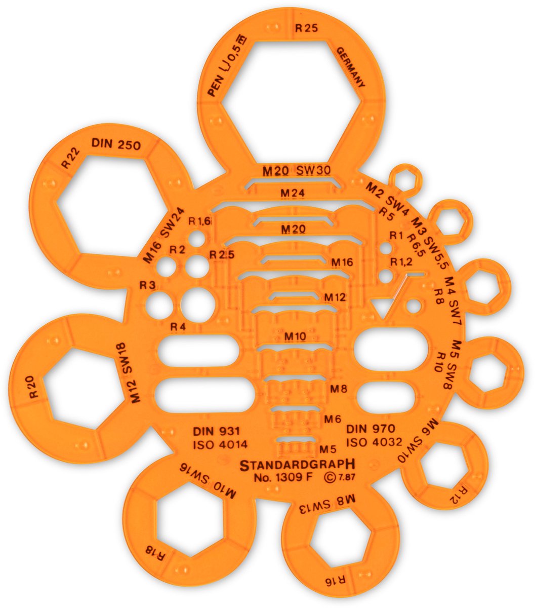 Afrondingssjabloon Standardgraph met hoek meter, met inktrand - SG-1309F