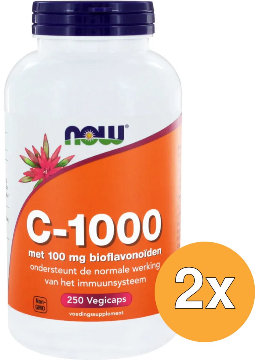 2x Now Vitamine C 1000 mg bioflavonoiden (250 vega capsules)