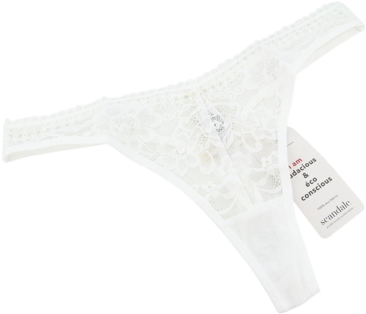 Scandale Le String Sensueel-ongeverfd damesslipje met witte delicate kanten inzet - S