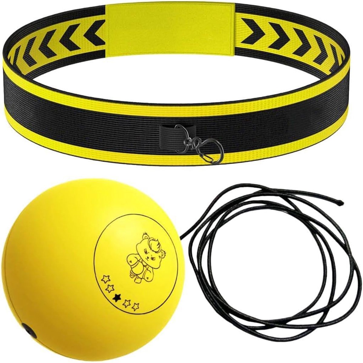 Boks Reflex Bal - Hoofdband Bal - Hand Oog Coördinatie - Zelfnivellerend - 3 Maten Ballen - Geel