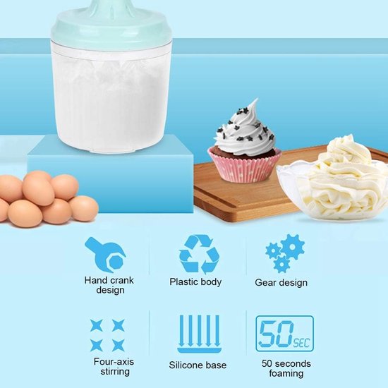 Handmatige Eierklopper - Keukenmixer - Snel Mengen - Arbeidsbesparend Ontwerp - 1200 ml - Grijs — afbeelding 3