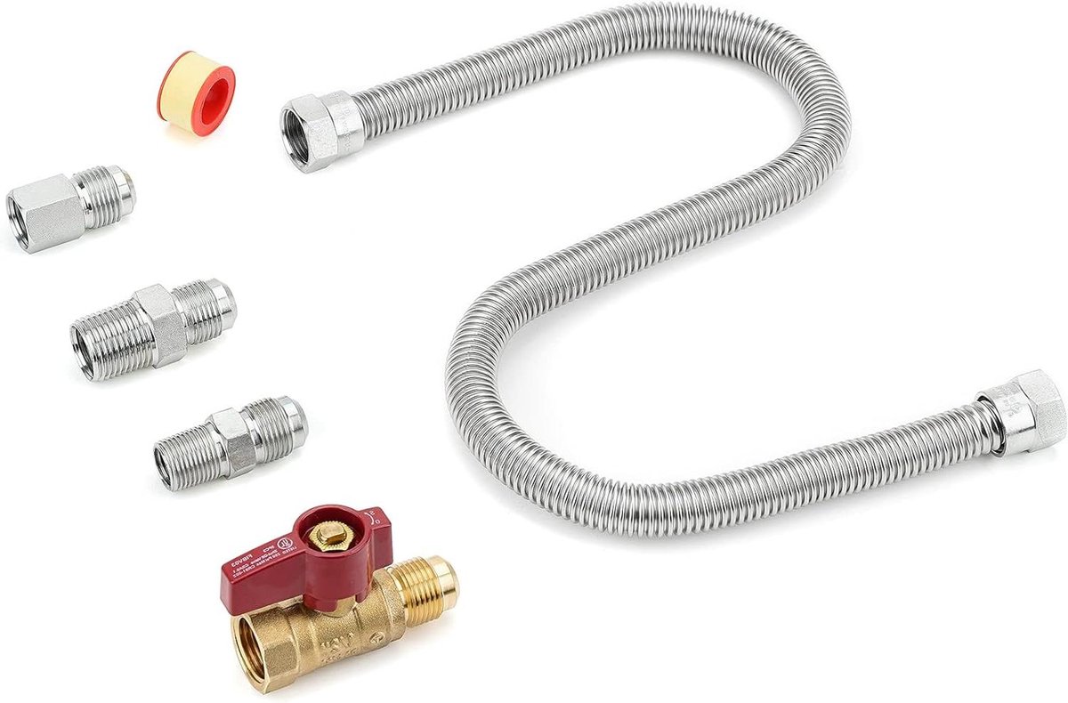 Gas Aansluitset - Messing Bal - Buiten Koken - Eenvoudige Installatie - 31 cm - Messing