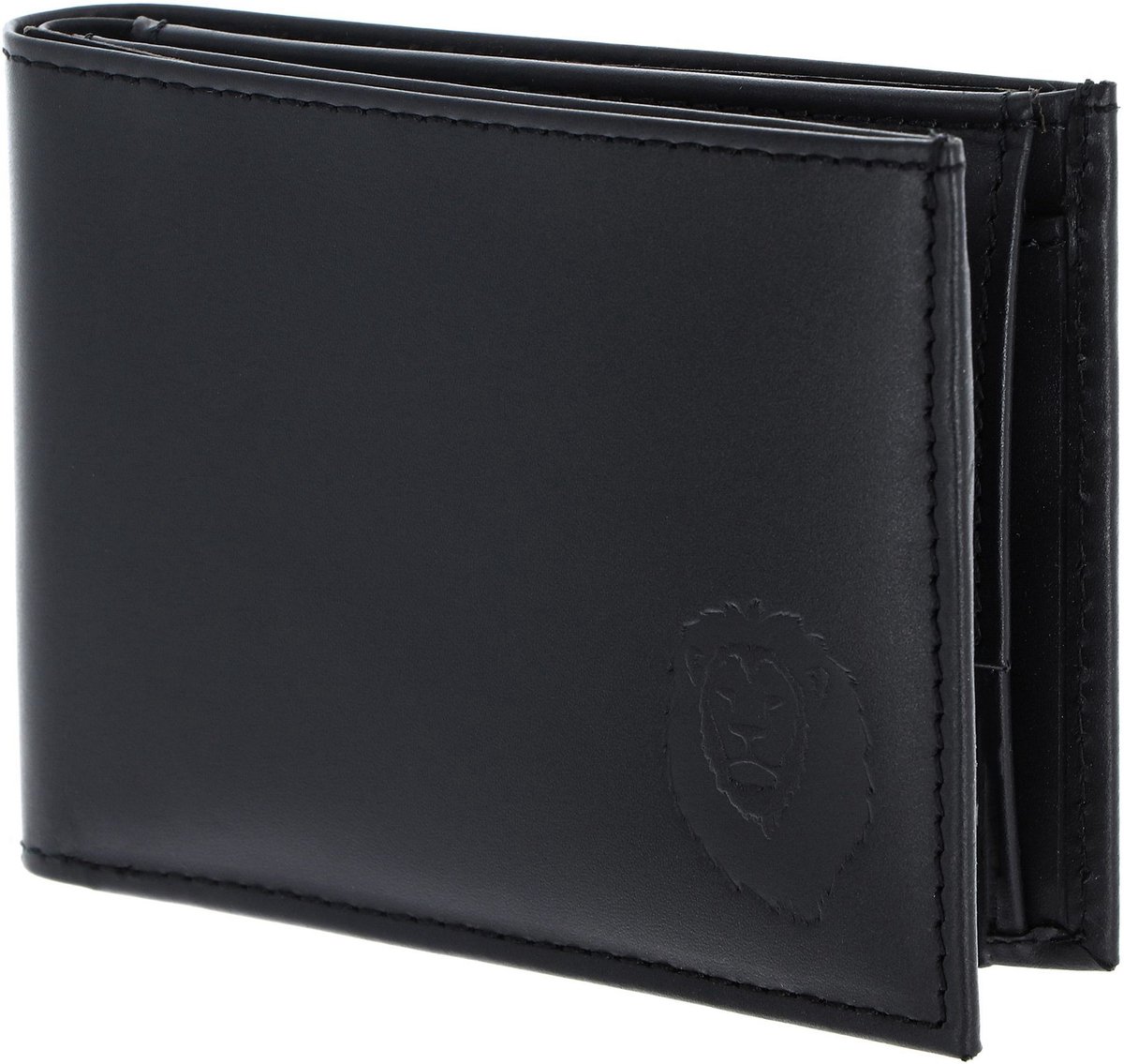 oxmox Leren portemonnee Leather RFID Protect Pocketbörse Freedom Lion Embossed Black zwart