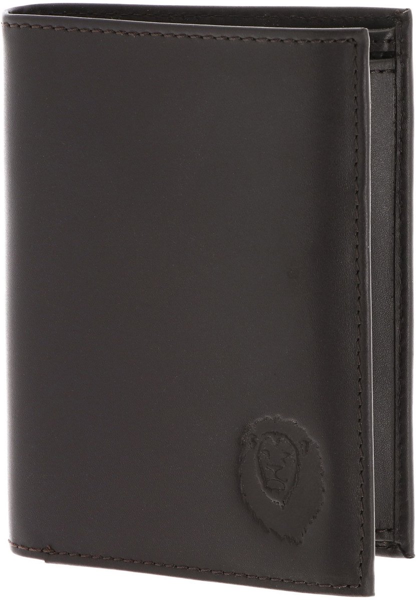 oxmox Leren portemonnee Leather RFID Protect Kombibörse Freedom Lion Embossed Brown donkerbruin
