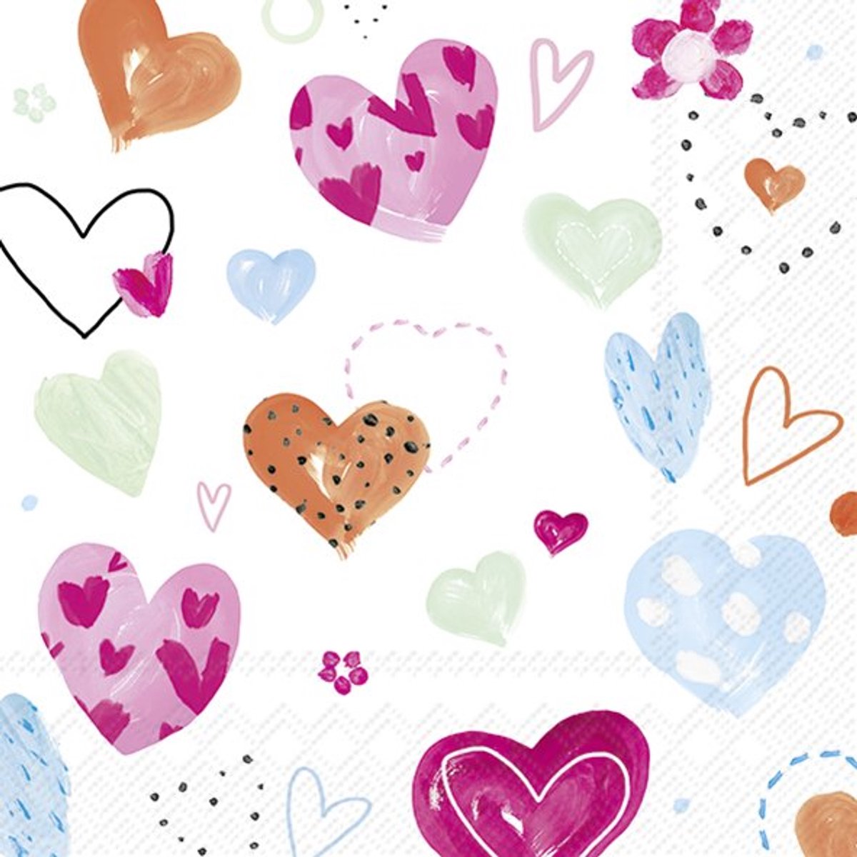IHR Lunch servetten - Joyful hearts orange - 20 stuks - Harten - Hartjes - Tafeldecoratie - Huwelijk - Valentijn - Geschenkenlaantje