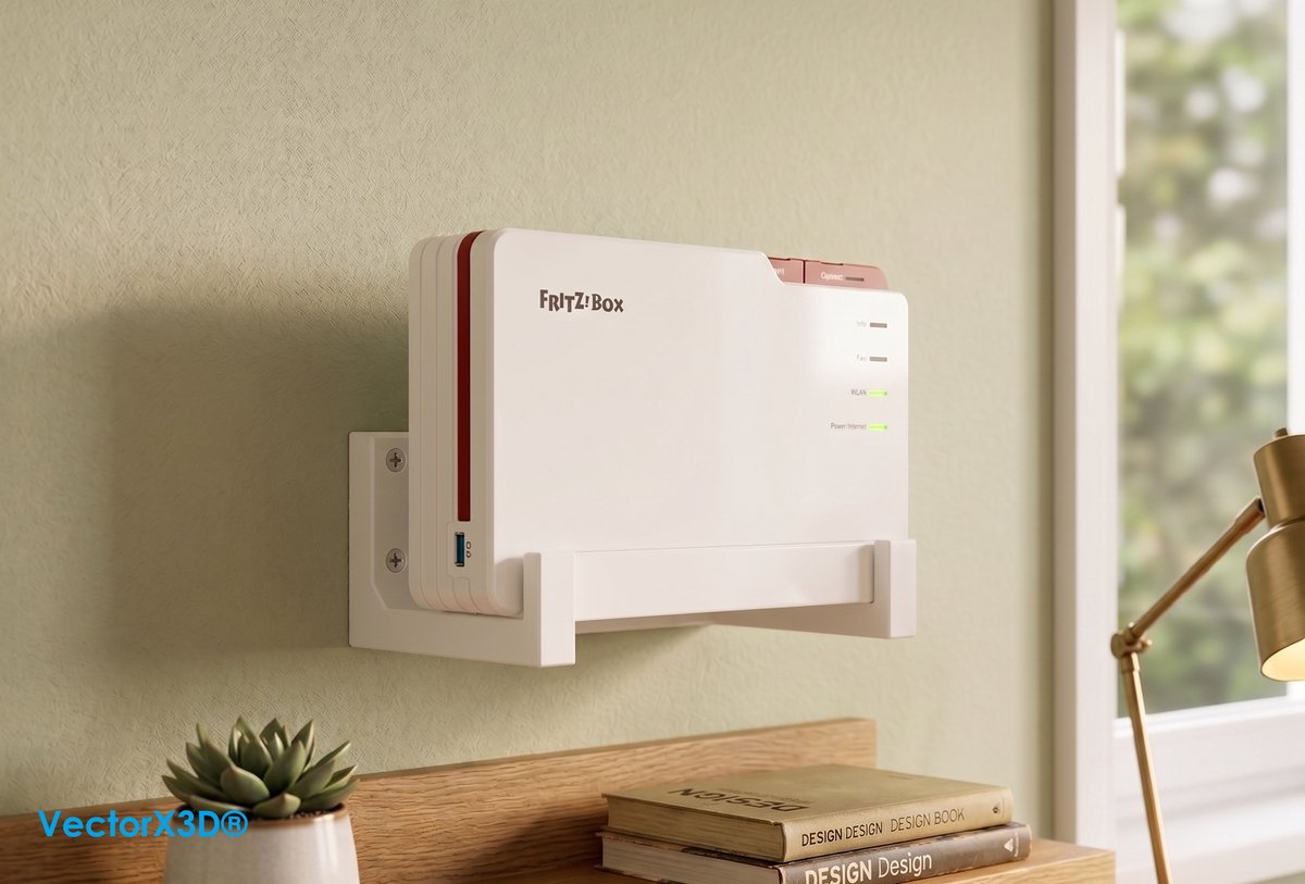 Muurbeugel geschikt voor FRITZ!Box 5690 Pro Glasvezelrouter Wandhouder | Stevige Muur Beugel | Wall Mount Houder - Inclusief Bevestigingsmateriaal - VectorX3D®