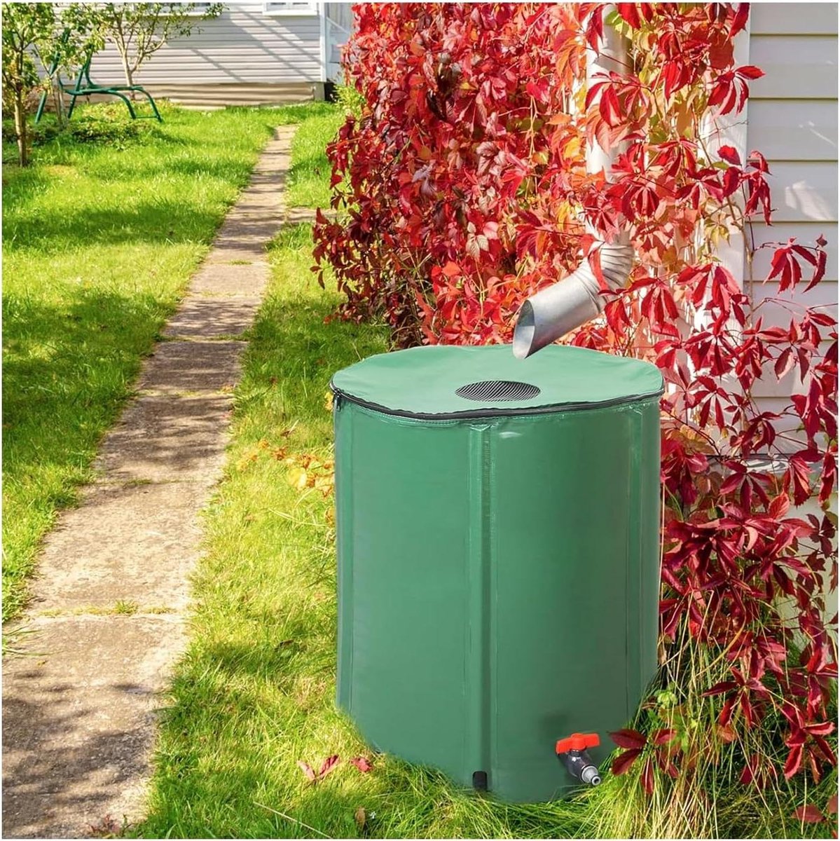 Opvouwbare Regenwater Ton - Draagbare Watertank - Duurzaam Tuinieren - Waterdicht Ontwerp - 1350 Liter - Groen
