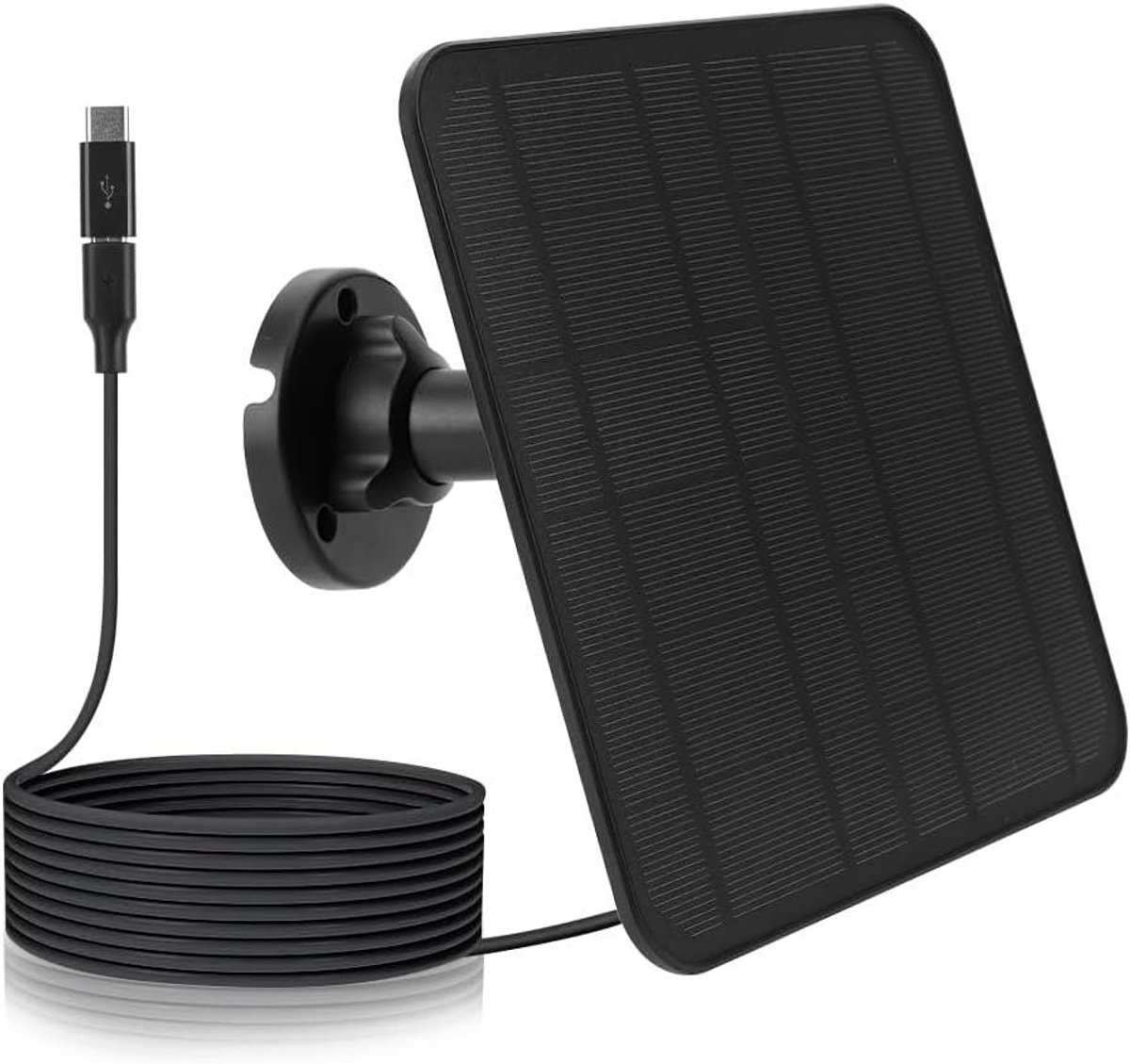 Zonnepaneel - Outdoor Oplader - Camera Voeden - 360° Verstelbaar - 3 Meter Kabel - Zwart