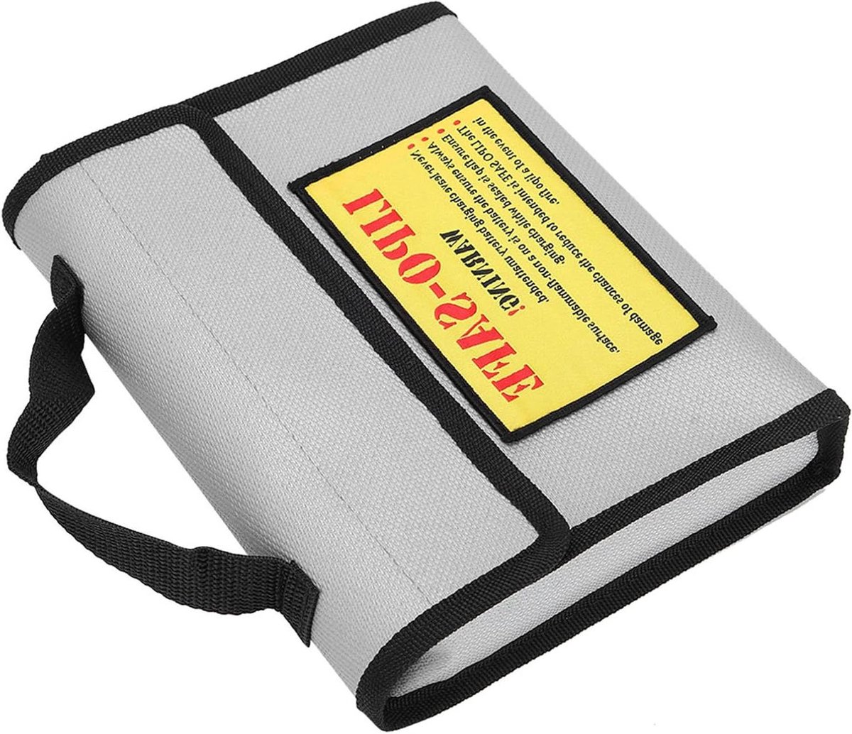 Batterij Veiligheidstas - Lipo Tas Explosieveilig - Batterijen Opladen - Dubbellaags Vuurvast Doek - 23 x 20 x 2 cm
