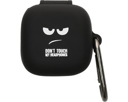 kwmobile Hoes geschikt voor Sennheiser ACCENTUM True Wireless - Siliconen cover voor oordopjes in wit / zwart / zwart - Don't Touch My Headphones design