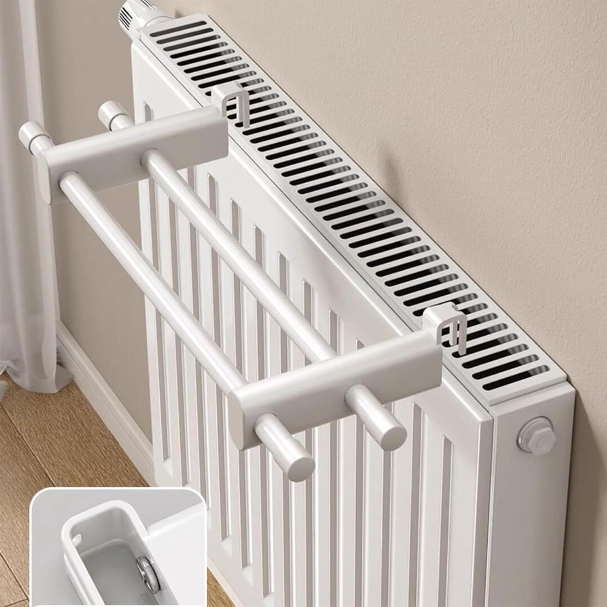 Droogrek Kleding Radiator Droger Snel Kleding Drogen Efficiënt Ruimtebesparend Tot 130 cm Wit