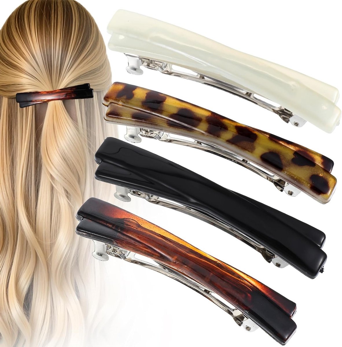 Kleine Franse Haarspeldjes met Schildpadpatroon voor Dames - 4 Stuks