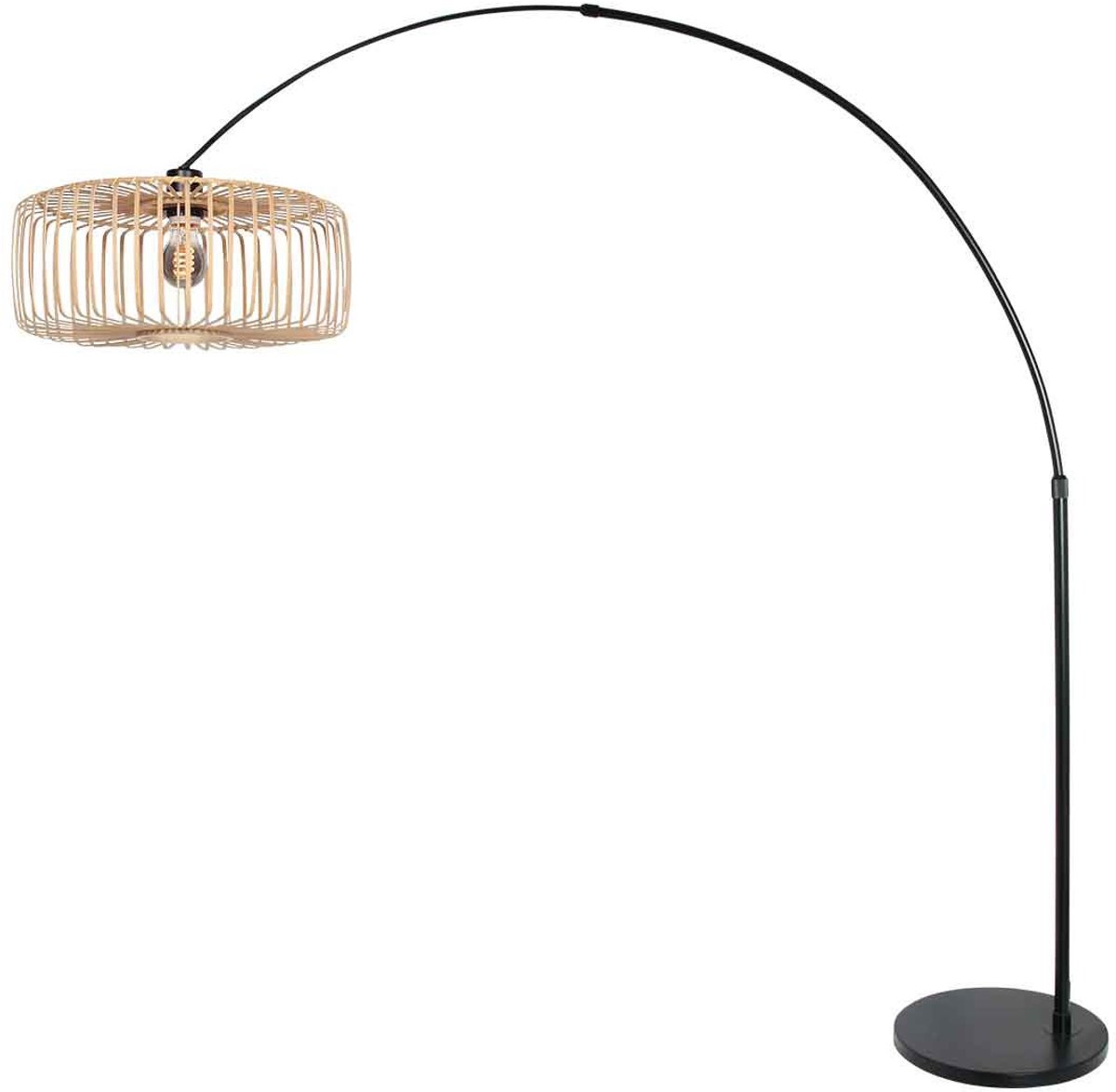 Zwarte Vloerlamp met Uitschuifbare Bamboe Kap 240cm - Breeza-Beache 4149ZW - Steinhauer - Trendy en In hoogte verstelbaar