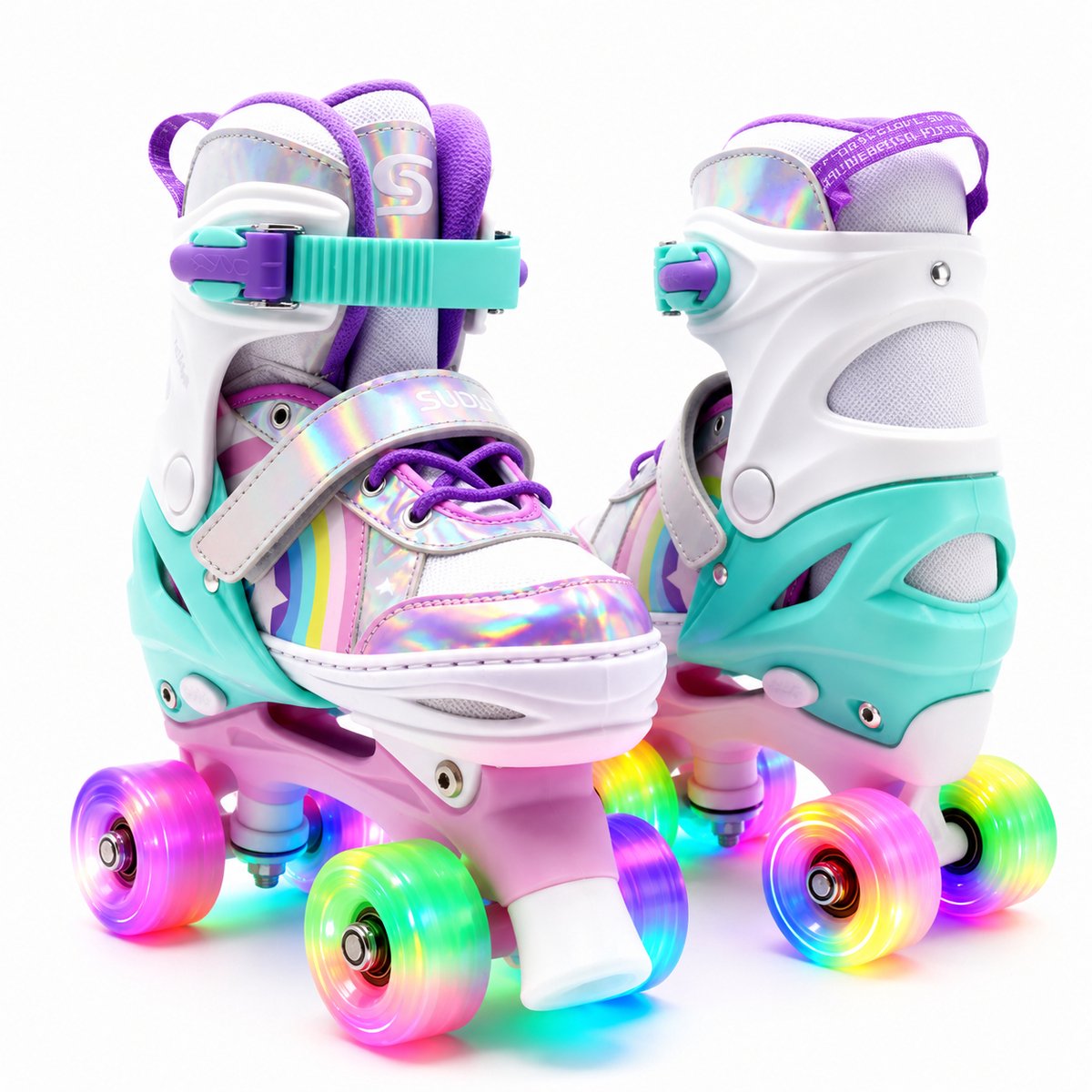 Suotu Rolschaatsen Verstelbare lichtgevende wielen – M Regenboog