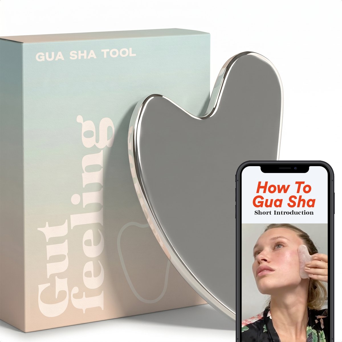 Gua Sha Steen Metaal - Roestvrij Staal - Inclusief Giftbox & Instructies