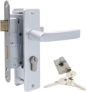 Slotman Solutions Complete Deurbeslagset Zilver | Aluminium Deurklinkset met Insteekslot en Profielcilinder 30/30 incl. 3 Sleutels | PZ55 | Voor Binnendeuren | 180 x 41 mm