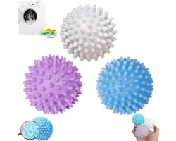 3 stuks - Wasballen - Reinigingsballen voor de wasmachine - Herbruikbare droogballen - Paars + Wit + Blauw - Droogballen - Droogballen - Wasballen die haar opvangen - Droogballen die haar tegenhouden