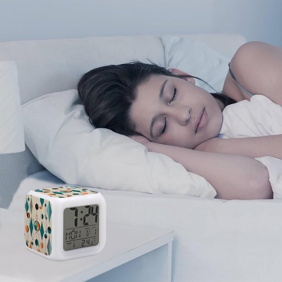 Digitale Wekker - Nachtkastje Klok - Wakker Worden - Verstelbaar Kleurenlicht - 79 x 79 cm - Geometrisch — afbeelding 2