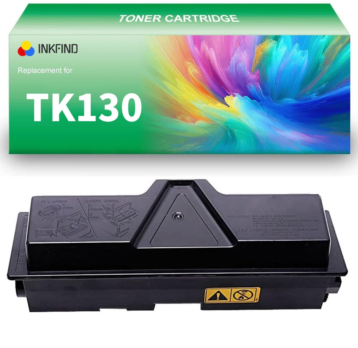 INKFIND TK130 Zwart tonercartridge van 1 stuk compatibel met Kyocera TK130 TK-130 voor Kyocera FS-1028MFP/1128MFP/1300D/1300N/1350DN 1-pack BK