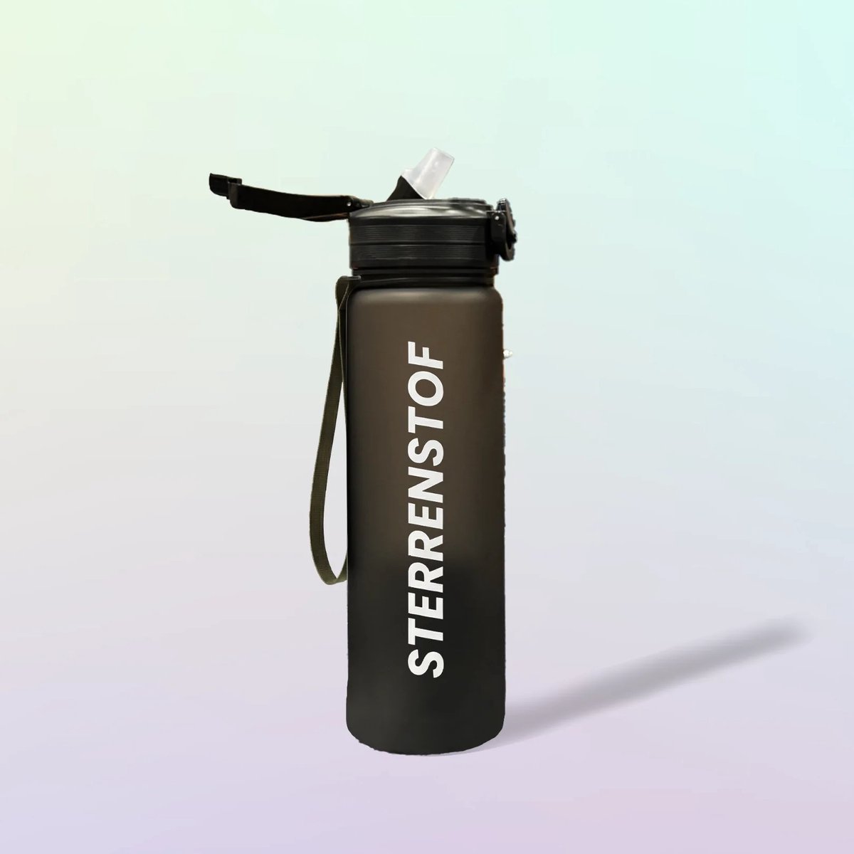Sterrenstof Premium Waterfles 1 liter - Drinkfles met rietje - Waterfles - Grijs - Drinkfles Volwassenen - Lek Vrij - Cadeau voor haar/hem - Verschillende Drinkflessen en waterflessen - Drinkbeker - Sportfles - Drinkbus