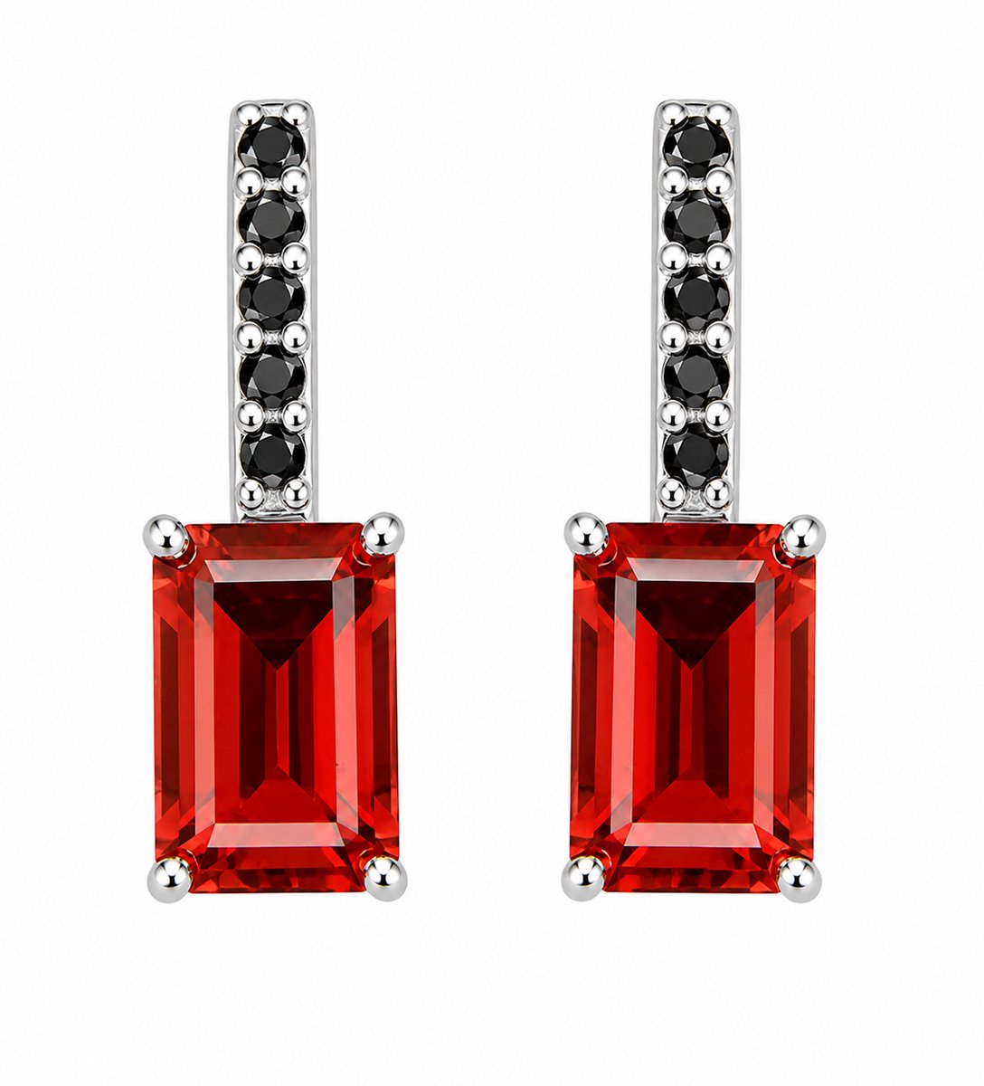925 Sterling Zilveren Oorbellen met Granaat & Spinel – Rhodium Plated – Handgemaakte Luxe Edelsteen Oorhangers – Rode Garnet Oorbellen voor Dames
