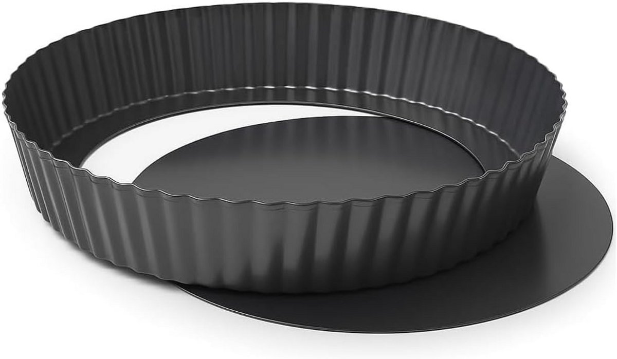 Quiche Vorm - Taartvorm Losse Bodem - Zelf Bakken - Anti-aanbaklaag - 24 cm Diameter - Wit