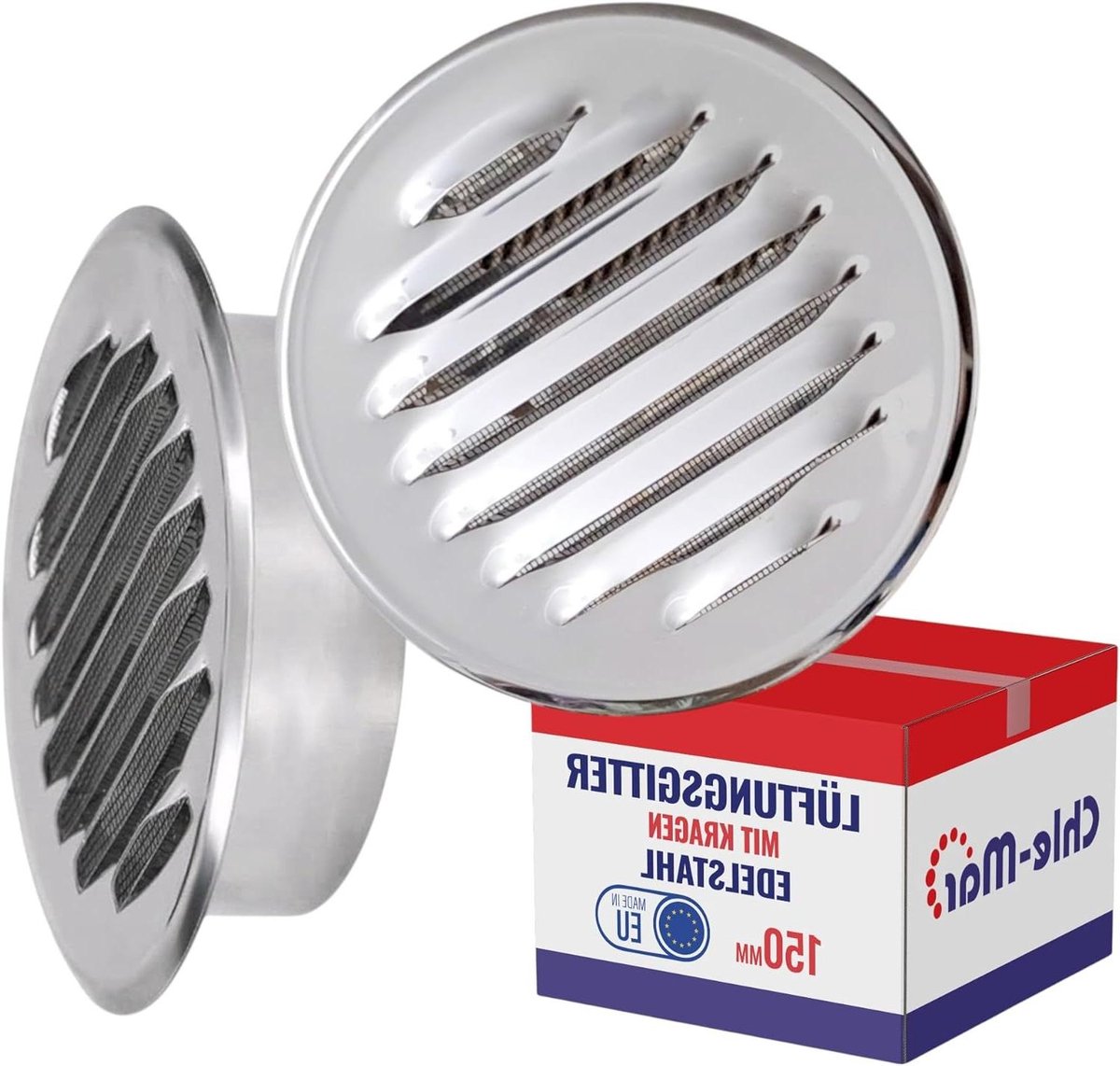 Ventilatierooster Rond - Afvoerrooster Insteek - Luchtstroom Verbeteren - Met Insectengaas - Ø 150 mm - Geborsteld RVS