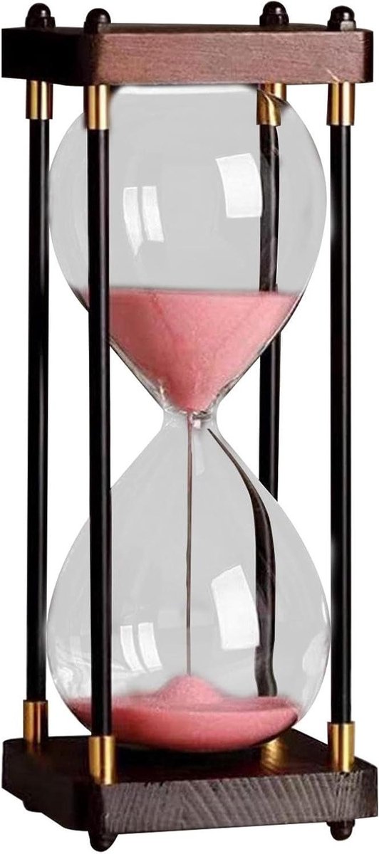 Decoratieve zandtimer - Stijlvol uurglas - Tijdbeheer - Stevige steunstangen - 60 minuten - Roze