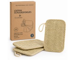 Ecorare - Schuursponsjes - 3 stuks - Biologisch afbreekbaar - Herbruikbaar & Milieubewust