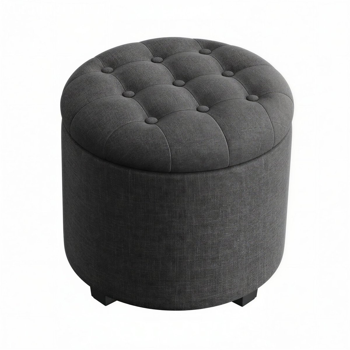 Ronde kruk - 45 cm - MDF, linnenimitatie - Opbergruimte - Draagvermogen tot 150 kg