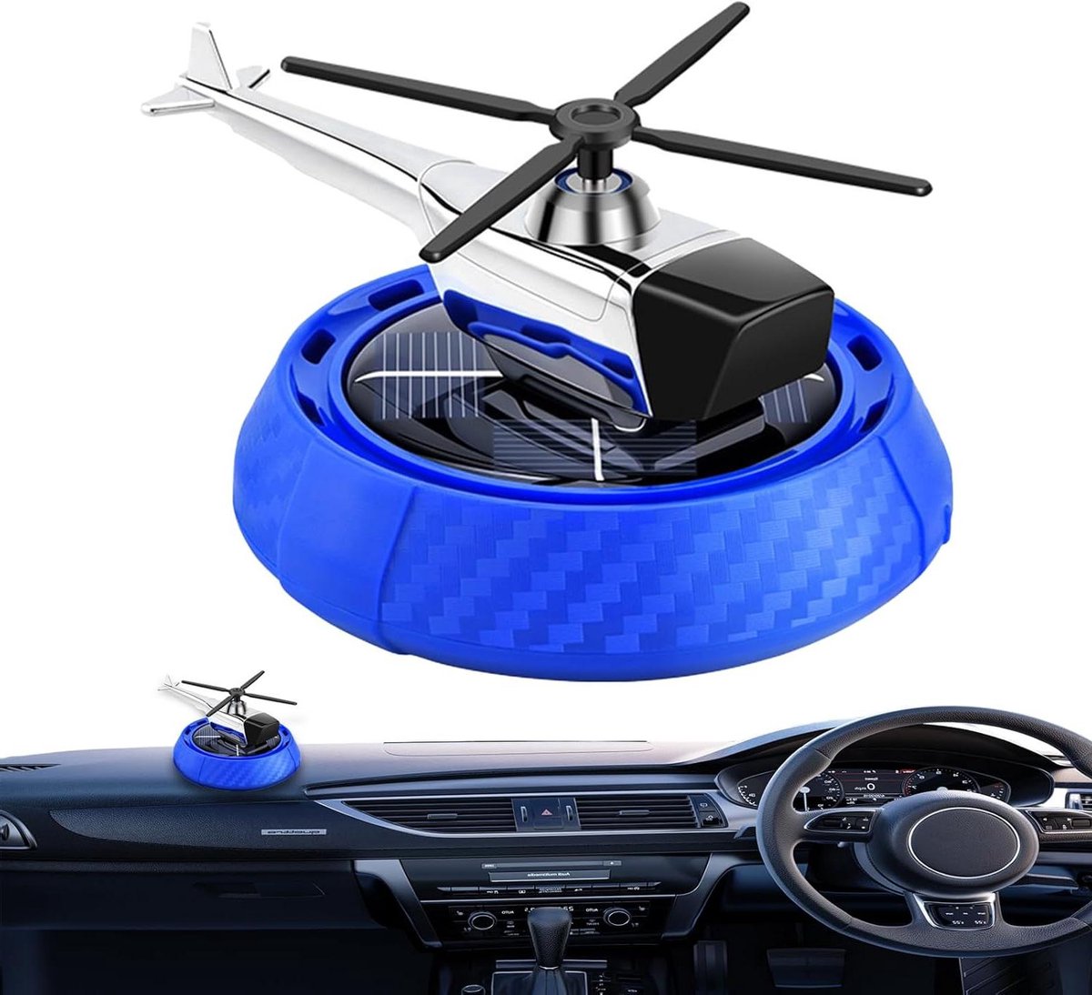 Auto luchtverfrisser - Zonneornament dashboard - Auto interieur verfrissen - Zonne-energie rotatie - 10.5 cm - Zwart