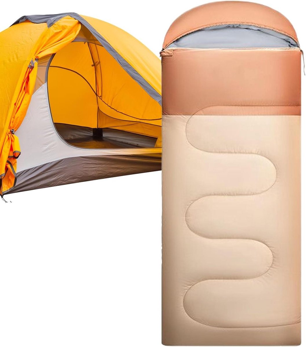 Kampeer Slaapzak - Outdoor Slaapzak - Kamperen en Hiken - Winddicht en Waterdicht - 210 x 75 cm - Khaki