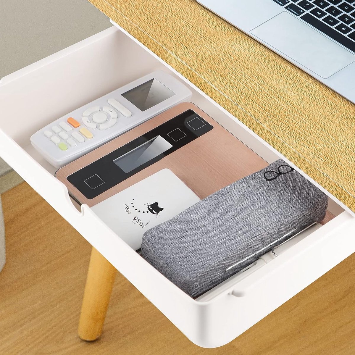 Onderbureau Lade met Zelfklevende Bevestiging - Verborgen Lade Organizer voor Thuis, School en Kantoor (33 x 23.5 x 8.5 cm) - Ruimtebesparend en Praktisch