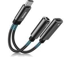Sounix USB C Aux - Hi-Fi - 16Bit - 48Khz - USB C Jack - USB C naar 3.5 mm Jack Adapter - PD 60W - Grijs