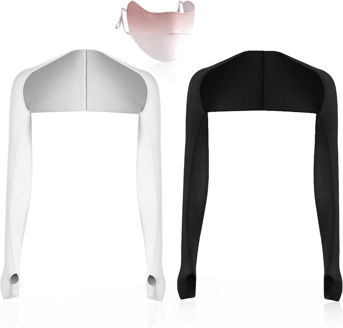 Set van 2 Sjaafmouwen met Zonnebescherming, Inclusief Zonneband, Ideaal voor Fietsen, Zomer, en Buitenactiviteiten, Zwart, One Size